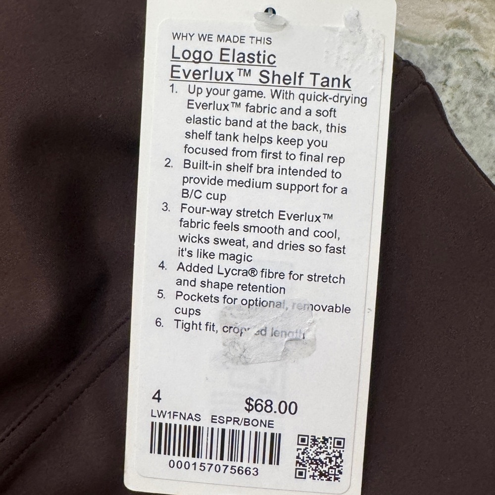 lululemon Logo Elastic Everlux Shelf Tank Bra Espresso / Bone - Picture 5 of 6